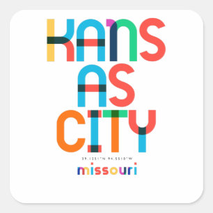 Kansas City Missouri Mid Century, Pop Art, Square Sticker