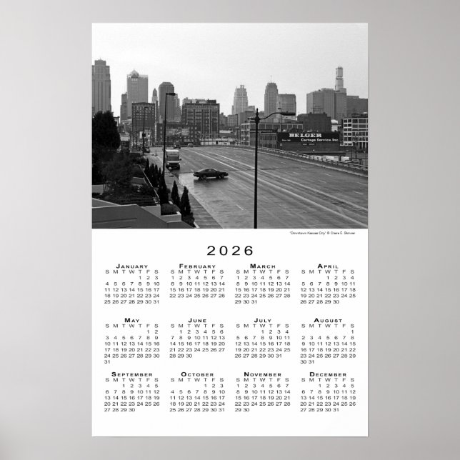 Kansas City, Missouri Skyline 2026 Calendar Poster (Front)