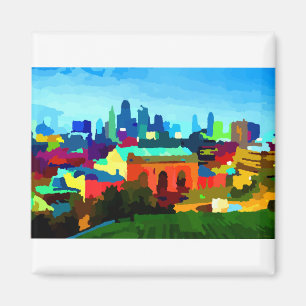 Kansas City Missouri Skyline by Jon Baran Magnet
