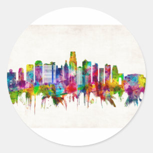 Kansas City Missouri Skyline Classic Round Sticker