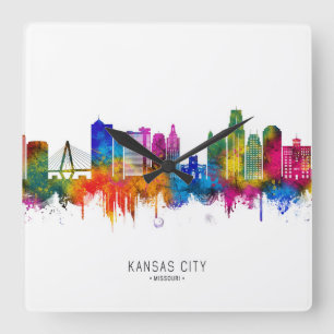 Kansas City Missouri Skyline Square Wall Clock