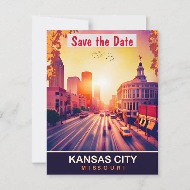 Kansas City, Missouri, Travel Postcard,  Save The Date (Front)