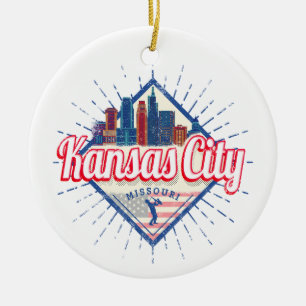 Kansas City Missouri United States Skyline Vintage Ceramic Tree Decoration