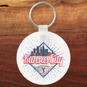 Kansas City Missouri United States Skyline Vintage Key Ring