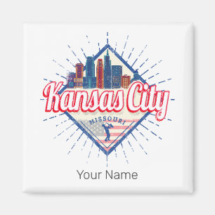 Kansas City Missouri United States Skyline Vintage Magnet