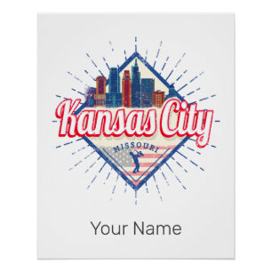 Kansas City Missouri United States Skyline Vintage Poster