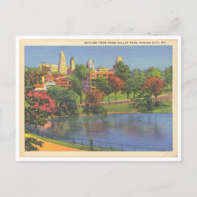 Kansas City Missouri vintage downtown skyline Postcard (Front)