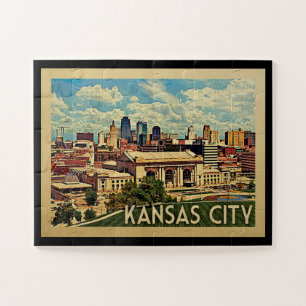 Kansas City Missouri Vintage Travel Jigsaw Puzzle