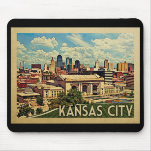Kansas City Missouri Vintage Travel Mouse Mat