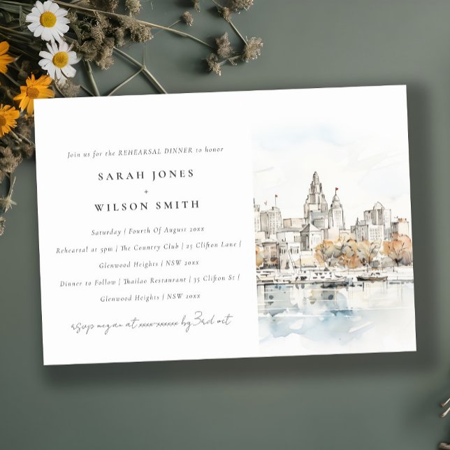 Kansas City Missouri Watercolor Rehearsal Dinner Invitation (Creator Uploaded)