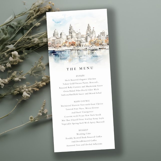 Kansas City Missouri Watercolor Wedding Menu Card (Creator Uploaded)