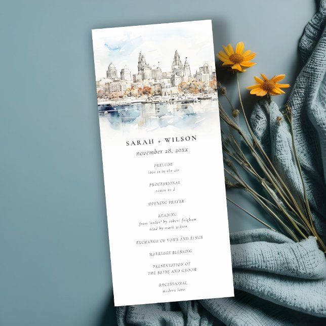 Kansas City Missouri Watercolor Wedding Program Invitation (Creator Uploaded)