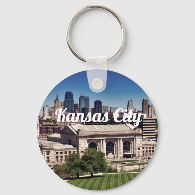 Kansas City Missouri with downtown photo Key Ring (Front)