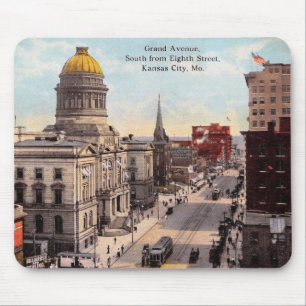 Kansas City MO, Grand Ave., 1911 Vintage Style Mouse Mat