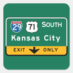 Kansas City, MO Road Sign Square Sticker