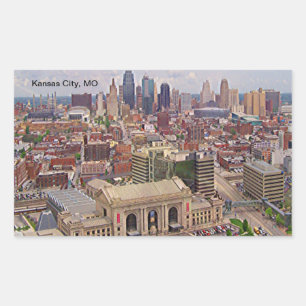 Kansas City, MO Skyline Memorial Liberty Area Rectangular Sticker