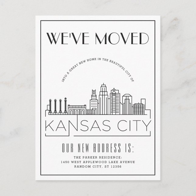 Kansas City Modern Deco | Change of Address  Announcement Postcard (Front)