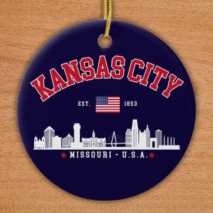 Kansas City Modern Skyline Souvenir Ceramic Tree Decoration