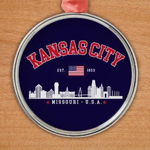 Kansas City Modern Skyline Souvenir Metal Tree Decoration