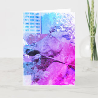 Kansas City Plaza Horse Fountain Purple Blue Card