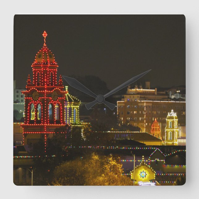 Kansas City Plaza Lights Square Wall Clock (Front)