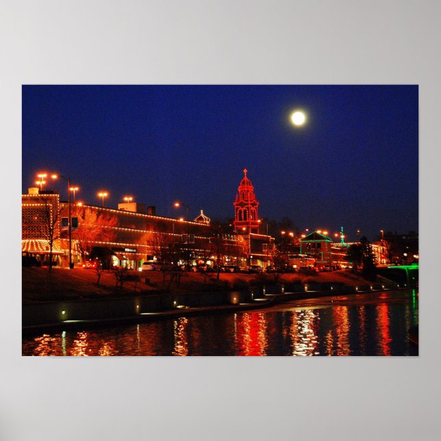 Kansas City Plaza Lights Under a Full Moon Poster (Front)