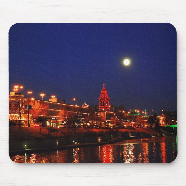 Kansas City Plaza Lights Under Full Moon Mouse Mat (Front)