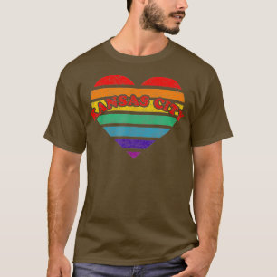 Kansas City Retro Rainbow Heart 80s Whimsy LGBTQ P T-Shirt