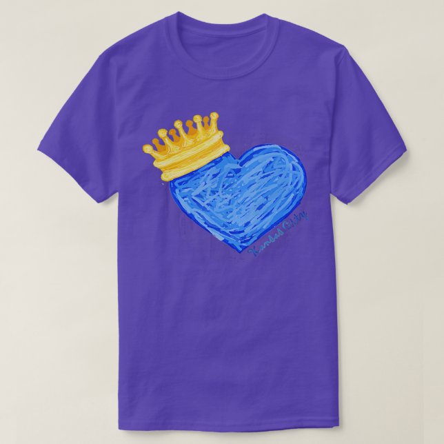 Kansas City Royal Blue Heart and Crown  T-Shirt (Design Front)