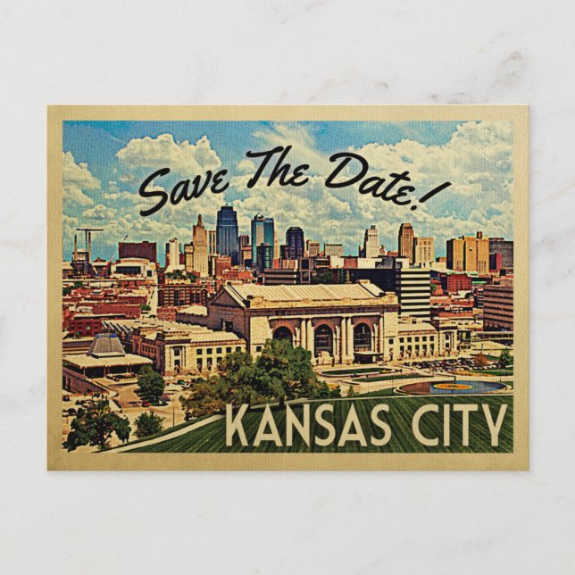 Kansas City Save The Date Missouri Announcement Postcard (Front)