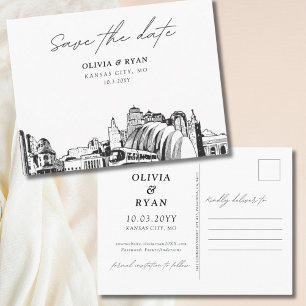 Kansas City Save the Date Postcard Elegant Wedding