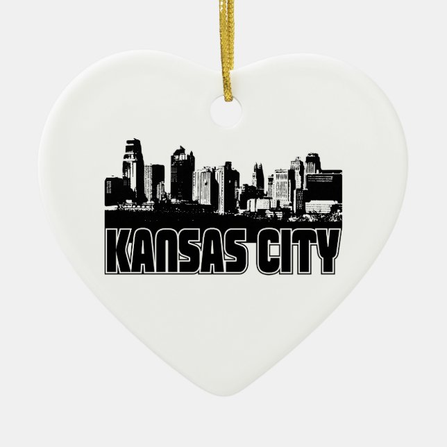 Kansas City Skyline Ceramic Tree Decoration (Front)