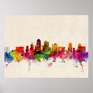 Kansas City Skyline Cityscape Poster
