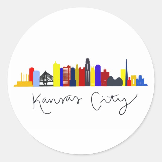 Kansas City Skyline Classic Round Sticker (Front)