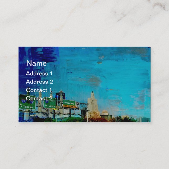Kansas City Skyline Grunge Business Card (Front)