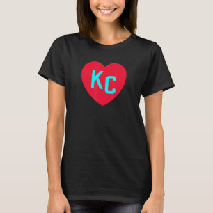 Kansas City Teal BlueRed Heart KC Love Letters Kan T-Shirt