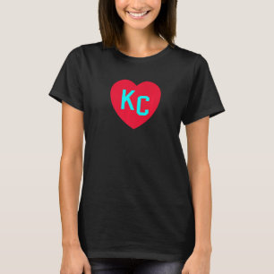 Kansas City Teal BlueRed Heart KC Love Letters Kan T-Shirt