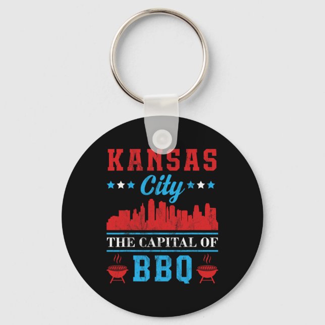 Kansas City The Capital Of Bbq  Key Ring (Front)