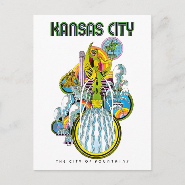 Kansas city, the city of fountains, postcard (Front)