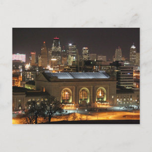 Kansas City Union Station at Night Postcard