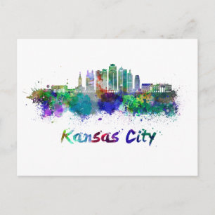 Kansas City V2  skyline in watercolor Postcard