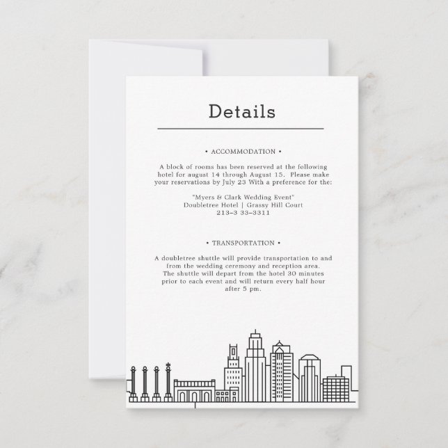 Kansas City Wedding | 2-Sided Guest Details Invitation (Front)