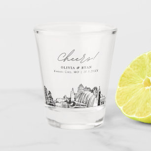 Kansas City Wedding Favour Personalised Cheers Shot Glass