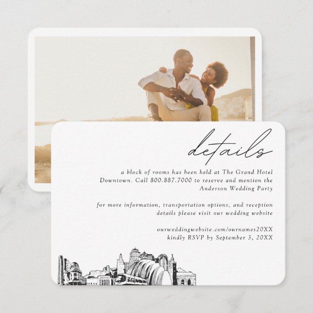 Kansas City Wedding Hotel Room Block Details Enclosure Card (Front/Back)