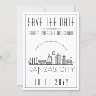 Kansas City Wedding Stylised Save the Date Invitation