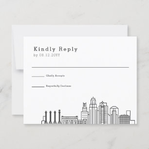 Kansas City Wedding   Stylised Skyline RSVP Card
