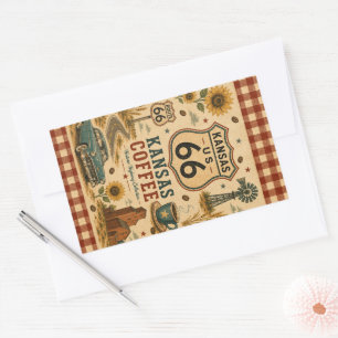 Kansas Coffee Stop Route 66 Charm Rectangular Sticker