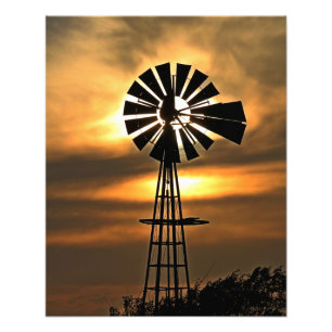 Kansas colourful Sunset with clouds and the Sun Photo Print