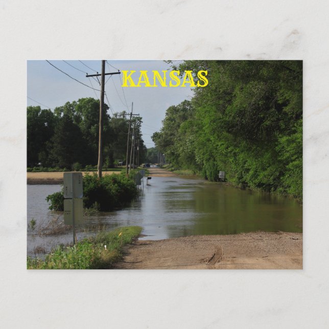 Kansas Country Flood water Post Card (Front)