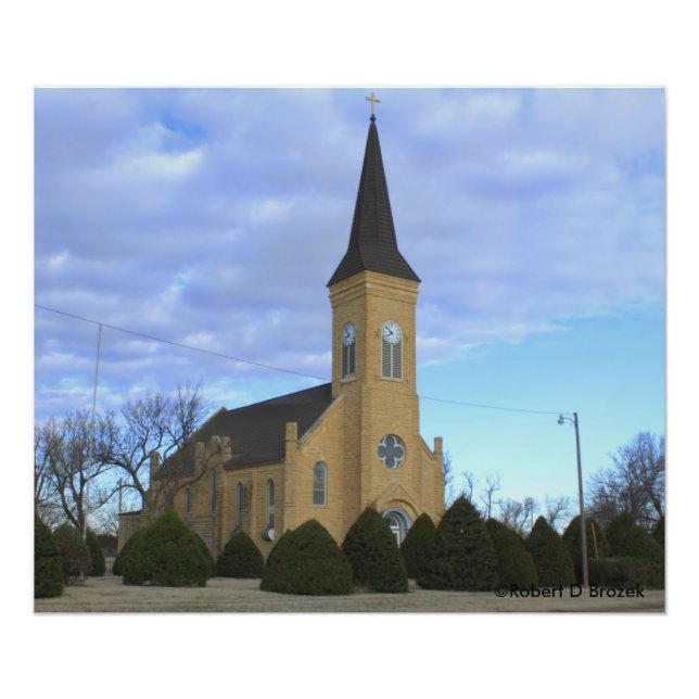 Kansas Country Limestone Church Photo Enlargement (Front)